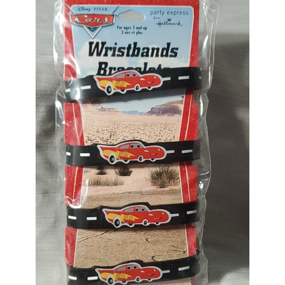 Vntg. Y2K Disney Cars Party Favors/4 Wristbands/NOS/Deadstock/Hallmark/Pixar‎